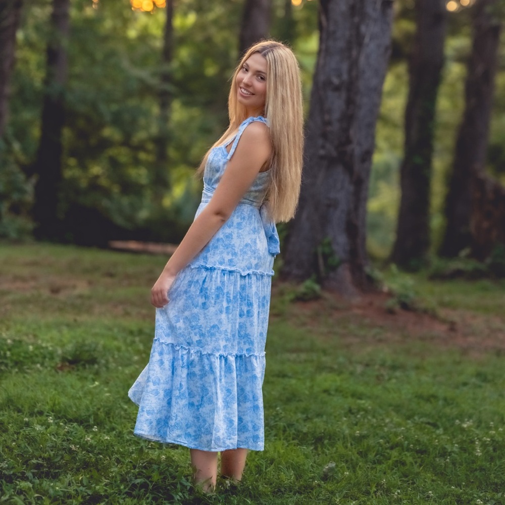 Blue Patterned Maxi Dress